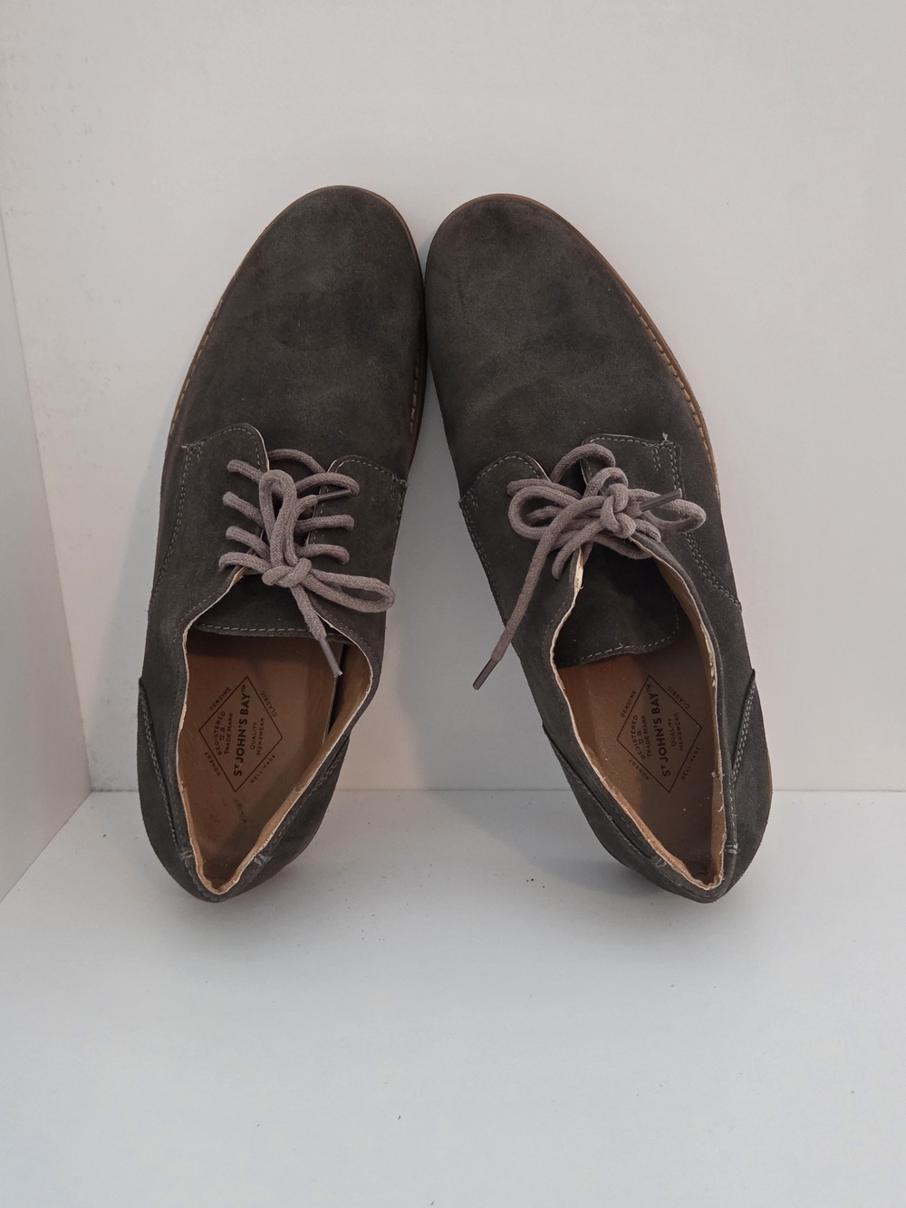 St John's Bay Men's Suede Lace-Up Oxford Shoes in Dark Gray Size 8.5M